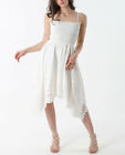 Women's Dress Suit Asymmetric Tips Lace Sangallo Trapeze Cotton Smock New