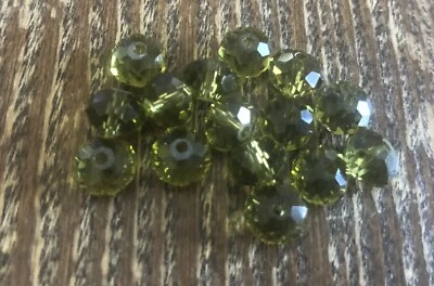 Austrian Crystal Garden Green Faceted Rondell Bead Lot Old Stock - Image 1 of 4