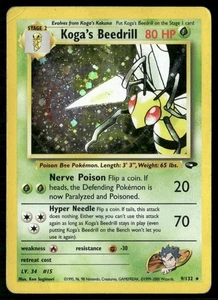 Koga's Beedrill Holo Rare Gym Challenge 009/132 MP - Picture 1 of 2