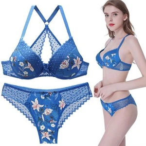 Sexy Knicker Underwire Ladies Bra Set Lace Lingerie Push Up Bra And Panties Sets - Picture 1 of 37