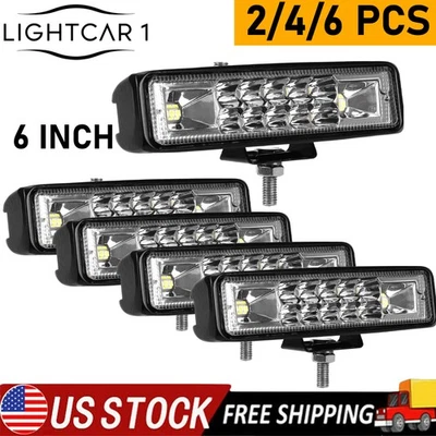 6 Inch Led Pods Light Bar Slim 60W 10000Lm 12V/24V Driving Fog Light Waterproof - Image 1 of 4