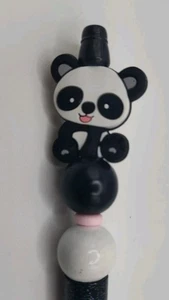 Handmade Silicone Beaded  Pen Cute Panda Ombre Glitter Black White Gift Writing - Picture 1 of 3