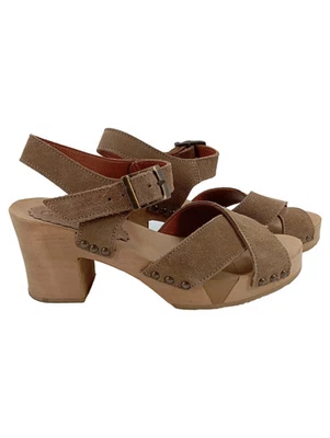 GRüNBEIN Damen Plateausandalen Gr. 37 Braun Casual Vintage Holzsohle Sandalen - Bild 1 von 4