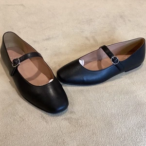Linea Paolo Black Marley Mary Jane Flat, Size US 8, UK 6, leather, squared toe - Picture 1 of 13