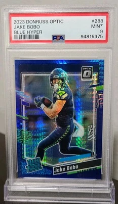 2023 Donruss Optic Jake Bobo Rookie Card #288 Blue Hyper PSA 9 Seahawks - Image 1 of 4