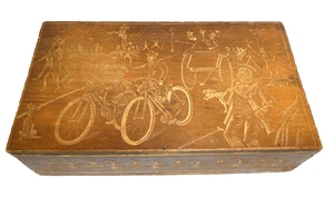 Zirkus Fahrrad Schatulle mit Brandmalerei ca. 1900 - Bild 1 von 24