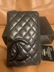 Portafoglio lungo organizer Chanel linea Cambon in pelle nera senza scatola - Foto 1 di 17