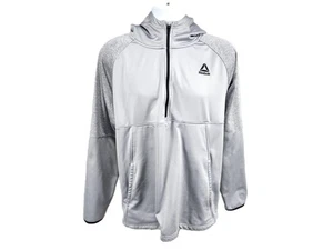 Reebok 1/2 Zip Gray Hooded Sweatshirt, Sz XL Lightweight Fleece Activewear - Picture 1 of 8