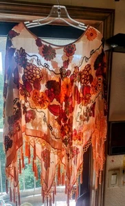 PRECIOSA MARIPOSA DE SEDA floral con cuentas envoltura de primavera transparente con borlas/¡Hermosa! - Imagen 1 de 15