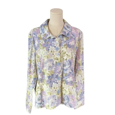 Croft & Barrow Purple, Blue, Green, & White Floral Pattern Blazer (Size XL) - Image 1 of 4