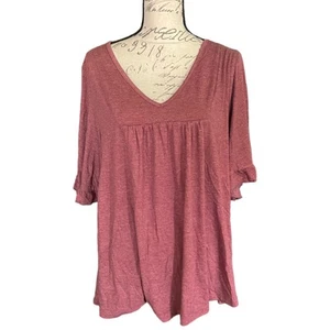 Bloomchic Heather Red Ruffle Sleeve Shirt Size 10 - Picture 1 of 2
