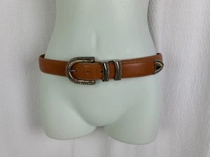 Vintage Woman Belt Brighton Western Buckle Medium M Brown Leather 37" AS IS - Picture 1 of 3