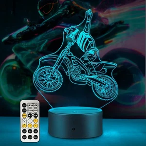 Dirt Bike Night Light, 7 Colors Remote, Motocross Lamp, Biker Kids Gifts, Boys - Picture 1 of 6