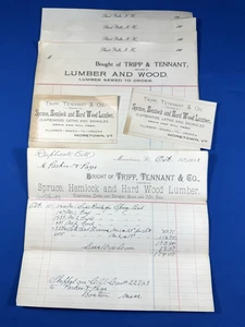 C.1900 recibos TRIPP & TENNANT madera y madera - Moretown, VT y Short Falls, NH - Imagen 1 de 12