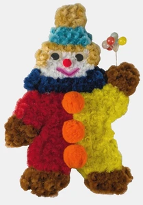 Vintage - Handarbeit Basteln Pfeifenputzer Clown mit Luftballons Wandbild - WC - Bild 1 von 6