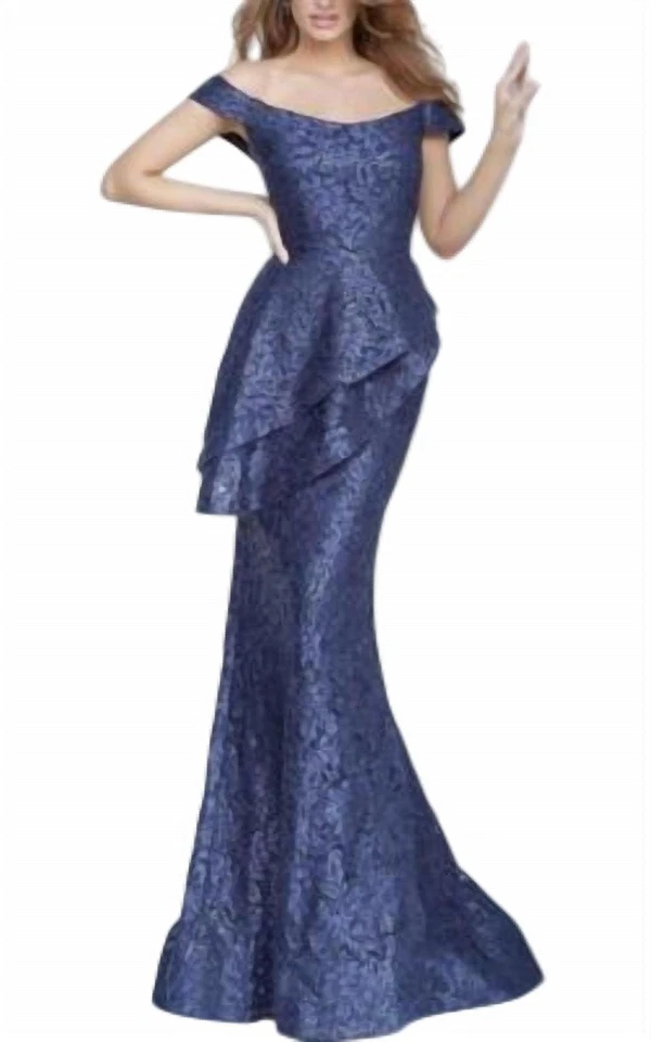 Vestido de sirena con hombros descubiertos Jovani talla 14 Foto 1 de 1