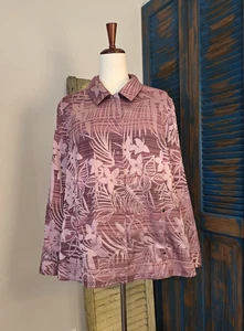 Chaqueta a Presión Floral CJ Banks Chaqueta Mujer 1X Rosa Tropical Rayón Bolsillos Elásticos - Imagen 1 de 12