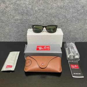 Ray-Ban RB2132 875 New Wayfarer Sunglasses Black on Beige Square G15 Green 55mm - Picture 1 of 11