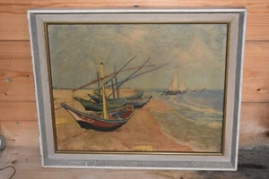Altes Bild DDR,Kunstdruck Van Gogh,Fischerboote Bei Saintea Maries,Original - Bild 1 von 2