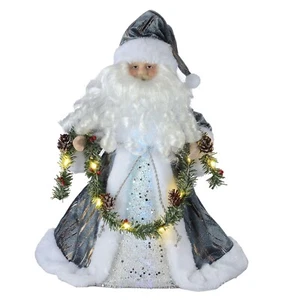 Santa Christmas Tree Topper Holiday Time LED Fiber Optic  12" - Picture 1 of 5
