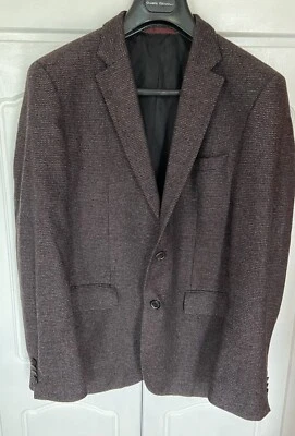 Hugo Boss Jacket 40 Burgundy James 2 Tweed Blazer Wool Sports Classic Retro - Image 1 of 4