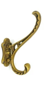 COAT HOOKS door heavy solid brass furniture antiques 248 watson old style 5 " - Picture 1 of 10
