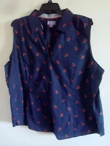 Blusa Damas Plus Diseño Cereza Talla 3X Azul Marino - Imagen 1 de 2