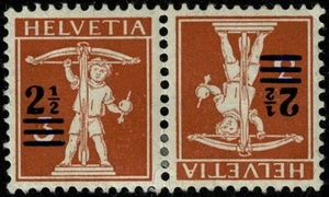 U4234 SWITZERLAND 1920 Son of Tell 2½c on 3c tête-bêche zumstein K13 MH - Picture 1 of 1