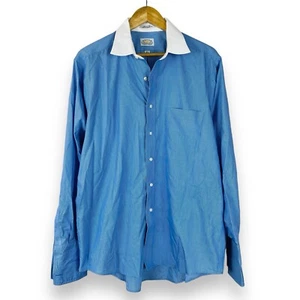 Eagle Shirtmakers Dress Shirt Men’s Size 16.5 34/ 35 Blue Stripe Longsleeve - Picture 1 of 5