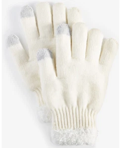 Womens Knit Gloves Touchscreen Ivory One Size ON 34TH $25 NWT - Picture 1 of 1
