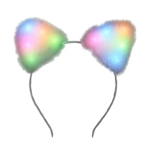 Soft Furry Light up Cat Ears Kitty Headband with Multicolor LED Lights - Picture 1 of 12