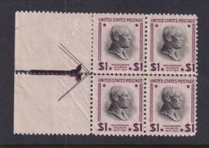 1938 Wilson PREXY $1 Sc 832 MHR with OG left arrow block of 4 (7D - Picture 1 of 1