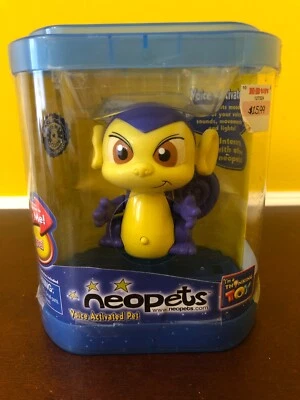 Juguetes de colección 2002 Neopets activados por voz mascota púrpura Mynci Thinkway nuevos en caja Foto 1 de 4