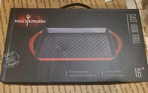 NIB HELL'S KITCHEN COOKWARE 16" CAST IRON GRILL RED ENAMEL - Picture 1 of 3