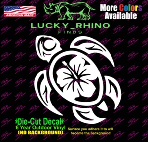 Hibiscus Flower Hawaiian Sea Turtle Tribal Car Window Vinyl Decal Sticker - Picture 1 of 4