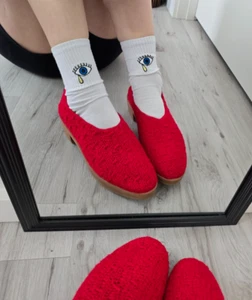 Beklina | Scarpe con plateau Aya rosse all'uncinetto boho | WMS 10 - Foto 1 di 11