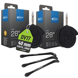 2x Manguera Bicicleta Schwalbe DV17 40mm 28 pulgadas (28/47-622/635) + Elevador Neumático - Imagen 1 de 6