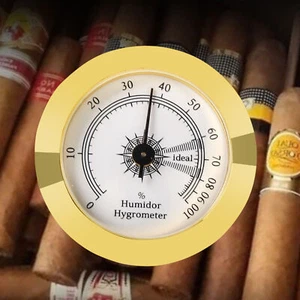 Higrómetro analógico de marco dorado de 2" para repuesto de humidor de cigarros - Imagen 1 de 9