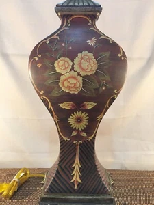 Vintage Berman Hand Painted Ceramic Lamp Table Lamp Heavy Decorated Footed Base  - Picture 1 of 12