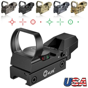 Tactical Holographic RefIex Red Green Dot Sight 4 Reticle For 20mm Rail 5 Colors - Picture 1 of 16