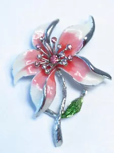 Spilla giglio Stargazer vintage anni 90 ๐ธ๐ฆ smalto strass 2,75" bellissima - Foto 1 di 8