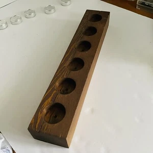 6 Hole Wooden Sugar Mold Wood Candle Holder Primitive Rustic Home Decor - Picture 1 of 9