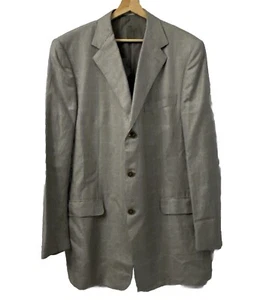 Ermenegildo Zegna Blazer Mens 48L US Gray Blue Windowpane Wool Silk Italy 58L EU - Picture 1 of 14