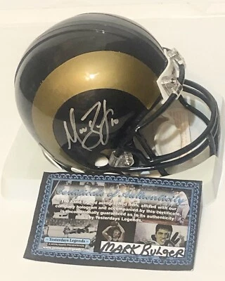 Minicasco firmado por Marc Bulger ST. LOUIS RAMS, 2x mariscal de campo Pro Bowl, certificado de autenticidad Foto 1 de 4