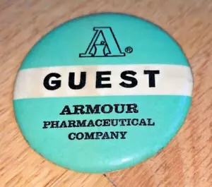 Vintage ARMOUR PHARMACEUTICAL GUEST BUTTON - Picture 1 of 2