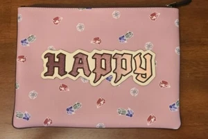 Coach Schneeweiß Glitzer Happy Patch Edelsteine Druck große Kupplung Etui - Bild 1 von 9