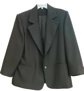 Vintage Haberdashery Leslie Fay Sz 16 Black Blazer Jacket Womans Lined - Picture 1 of 7