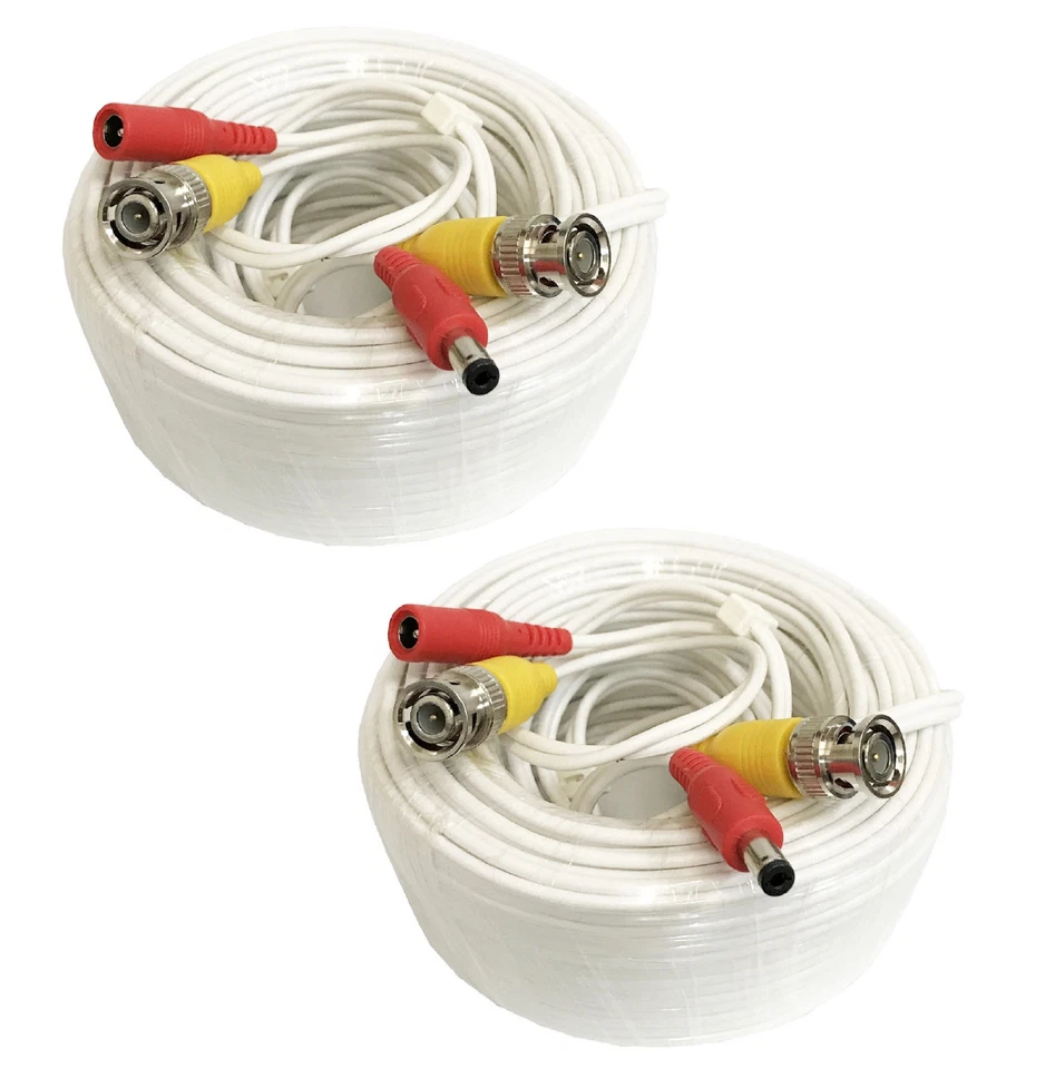 2x60ft BNC Male to Power Video Cable (BNC Male/ DC Male - BNC Male/ DC Female)-W - Image 1 of 1