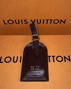 Authentic Louis Vuitton Brown Leather Name Tag W/initials ( H.U ) - Picture 1 of 10