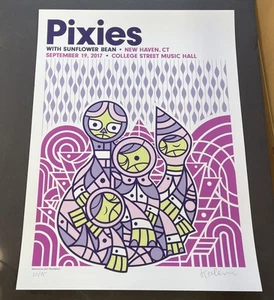 Affiche Pixies 2017 New Haven signée Don Pendleton #22/75 fève tournesol 18x24 MI - Photo 1/7